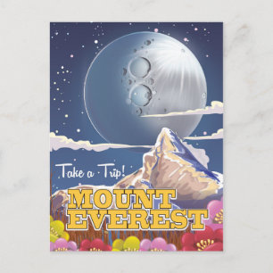 Mount Everest Cartoon-reisposter Briefkaart