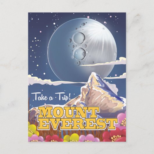 Mount Everest Cartoon-reisposter Briefkaart (Voorkant)