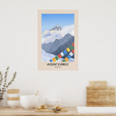 Mount Everest Himalaya Reisposter Poster (Keuken)
