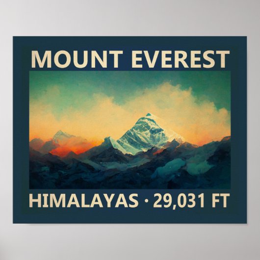 Mount Everest Himalayas Waterverf  Poster (Voorkant)