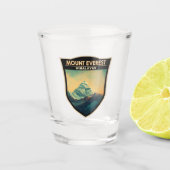 Mount Everest Himalayas Waterverf Shot Glas (Voorkant)