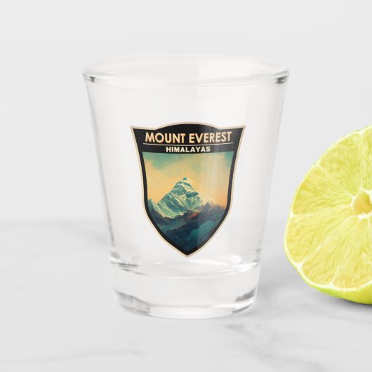 Mount Everest Himalayas Waterverf Shot Glas (Voorkant)