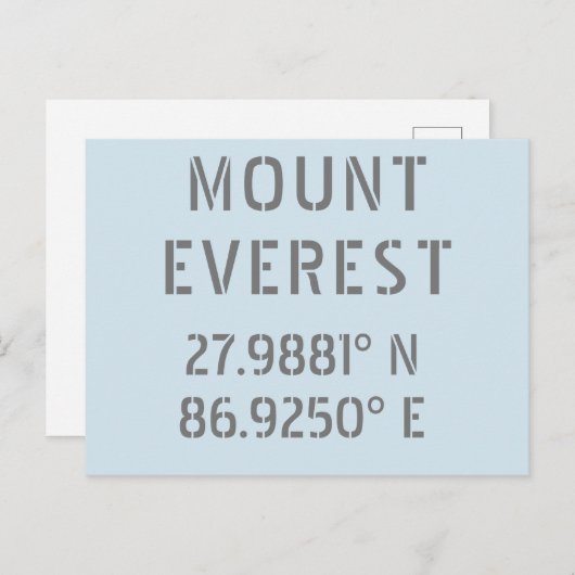 Mount Everest Latitude Longitude Briefkaart (Voorkant / Achterkant)