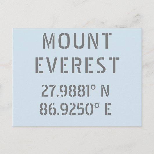 Mount Everest Latitude Longitude Briefkaart (Voorkant)