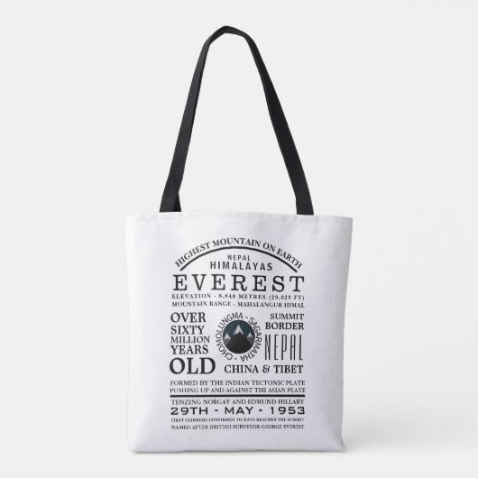Mount Everest, Mountain Expedition Information Tote Bag (Achterkant)
