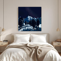 Mount Everest Nachtkaravaan Luxe Canvas Kunst