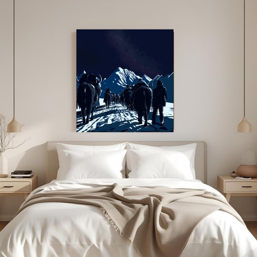 Mount Everest Nachtkaravaan Luxe Canvas Kunst
