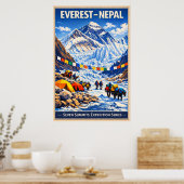Mount Everest Nepal - Vintage Poster (Keuken)