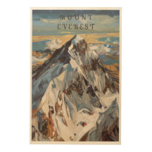 Mount Everest Top Uitzicht Wood Wall Art