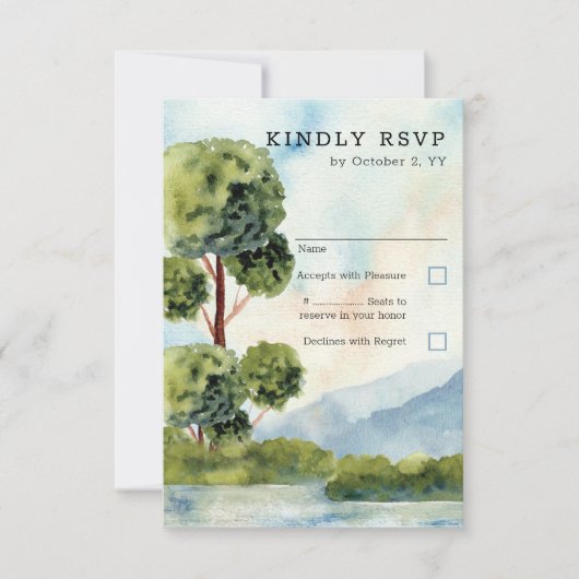 Mount Evergreen Waterverf Dusty Blue Vertical RSVP (Voorkant)