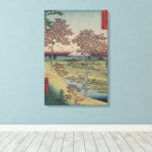 Mount Fiji en esdoornbladeren -  Japans Canvas Afdruk (Insitu (Houten vloer))