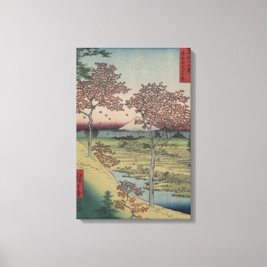 Mount Fiji en esdoornbladeren -  Japans Canvas Afdruk (Voorkant)