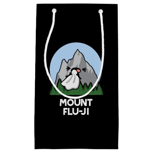 Mount Flu-ji Funny Mountain Pun Dark BG Klein Cadeauzakje (Voorkant)