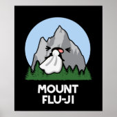 Mount Flu-ji Funny Mountain Pun Dark BG Poster (Voorkant)