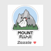 Mount Flu-ji Funny Mountain Pun Sticker (Vel)