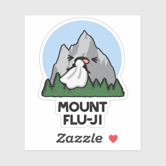 Mount Flu-ji Funny Mountain Pun Sticker (Vel)