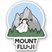 Mount Flu-ji Funny Mountain Pun Sticker (Voorkant)