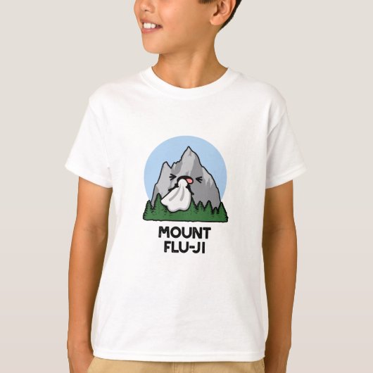 Mount Flu-ji Funny Mountain Pun T-shirt (Voorkant)