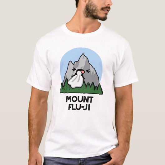 Mount Flu-ji Funny Mountain Pun T-shirt (Voorkant)