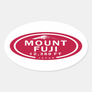 Mount Fuji 12,389 FT Japan Mountain Ovale Sticker