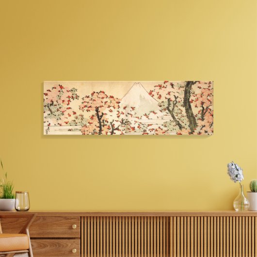 Mount Fuji achter kersenbomen, bloemen door Hokusa Canvas Afdruk (Insitu (Woonkamer))