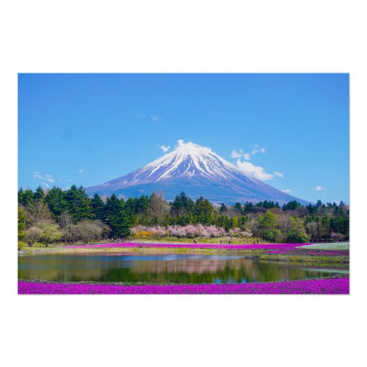 Mount Fuji Bomen en Bloemen Perfect Poster (Voorkant)