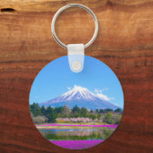 Mount Fuji Bomen en Bloemen Sleutelhanger (Achterkant)