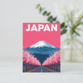Mount Fuji Cherry Blossom Retro Briefkaart (Staand voorkant)