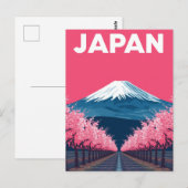 Mount Fuji Cherry Blossom Retro Briefkaart (Voorkant / Achterkant)