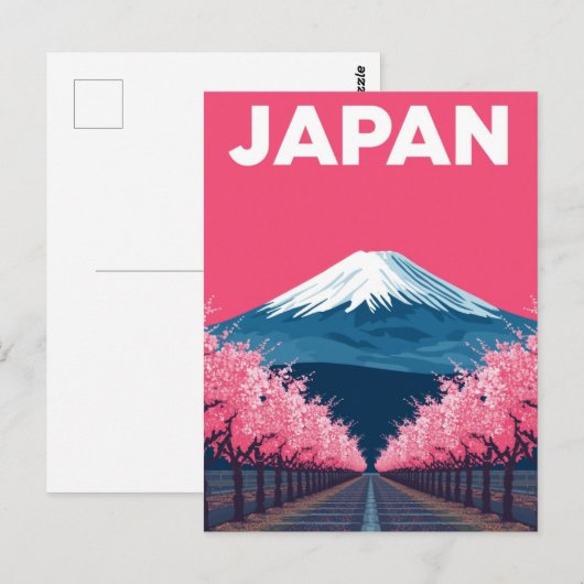 Mount Fuji Cherry Blossom Retro Briefkaart (Voorkant / Achterkant)
