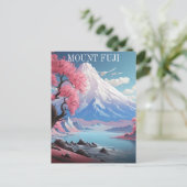 Mount Fuji Cherry Blossoms Retro Reizen Briefkaart (Staand voorkant)