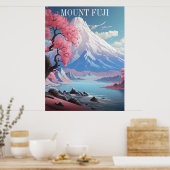 Mount Fuji Cherry Blossoms Retro Reizen Poster (Keuken)