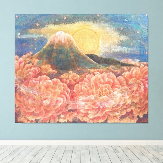 Mount Fuji Dreamscape: Ethereal Canvas Print (Insitu (Houten vloer))