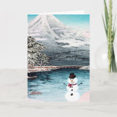 Mount Fuji en A Snowman Kaart (Voorkant)