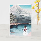 Mount Fuji en A Snowman Kaart (Gele Bloem)