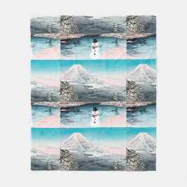 Mount Fuji en een Snowman Fleece Deken