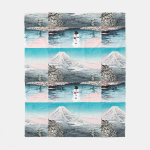 Mount Fuji en een Snowman Fleece Deken