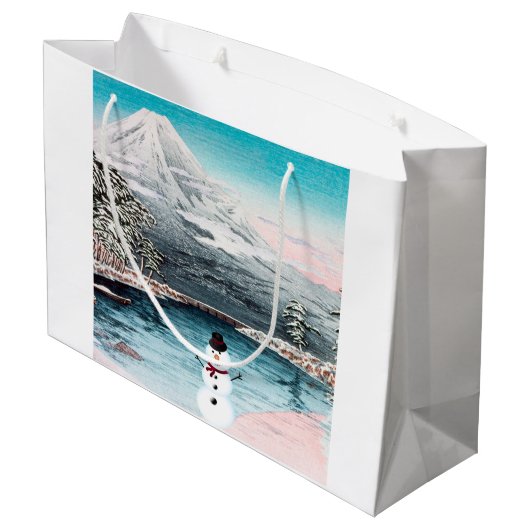 Mount Fuji en een Snowman Groot Cadeauzakje (Achterkant Gekanteld)