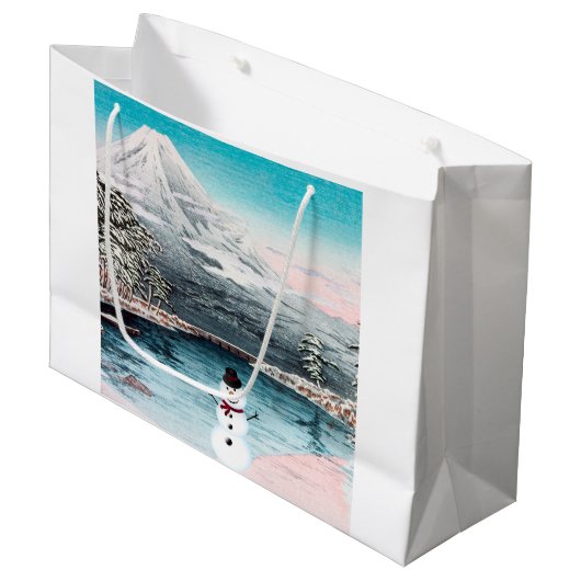 Mount Fuji en een Snowman Groot Cadeauzakje (Voorkant Gekanteld)