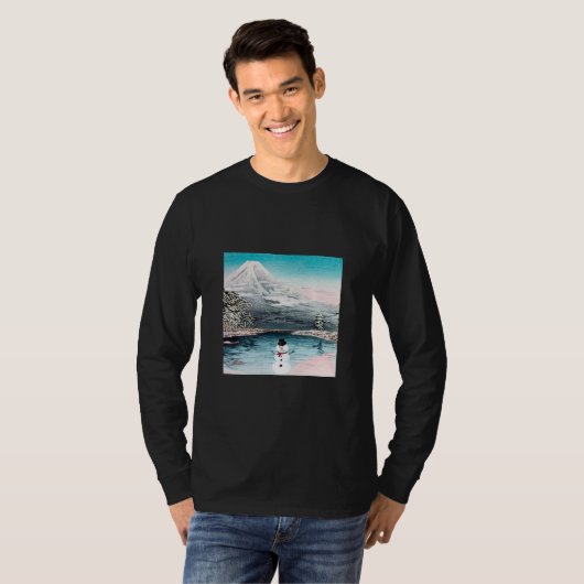 Mount Fuji en een Snowman T-shirt (Voorkant volledig)