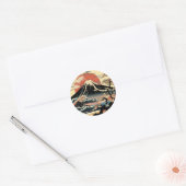 Mount Fuji, Fugaku, fujiyama, Ukiyo-e Art, Ronde Sticker (Envelop)