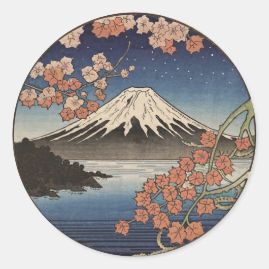 Mount Fuji Fujisan Ronde Sticker (Voorkant)