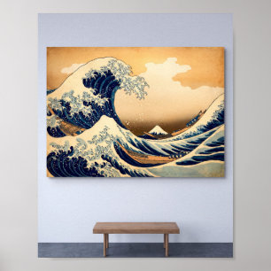 Mount Fuji & Grote Indigo Golf Woodblock Pr Poster