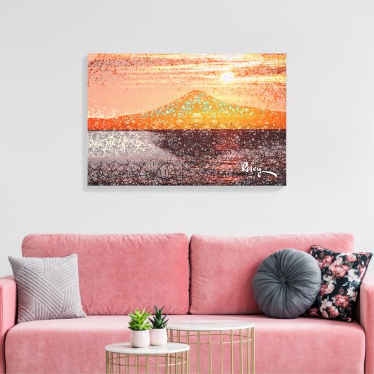 Mount Fuji III Bleek Sinaasappel van Rofey Canvas Afdruk (Insitu (Woonkamer))