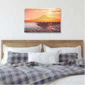 Mount Fuji III Bleek Sinaasappel van Rofey Canvas Afdruk (Insitu (Slaapkamer))