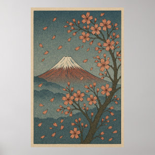 Mount Fuji in de lente: serene kersenbloesem Poster