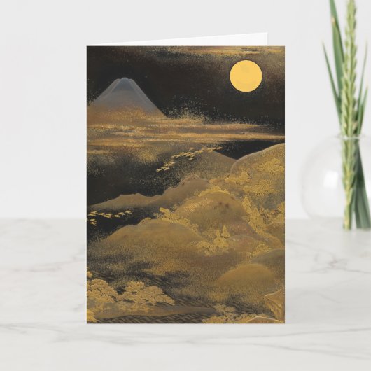 Mount Fuji in het maanlicht - Gouden: Blank Kaart (Voorkant)