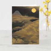 Mount Fuji in het maanlicht - Gouden: Blank Kaart (Gele Bloem)