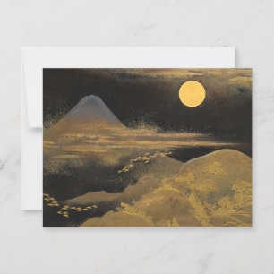 Mount Fuji in het maanlicht - Gouden: Briefkaart