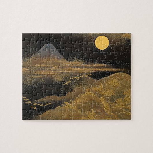 Mount Fuji in het maanlicht - Gouden Legpuzzel (Horizontaal)